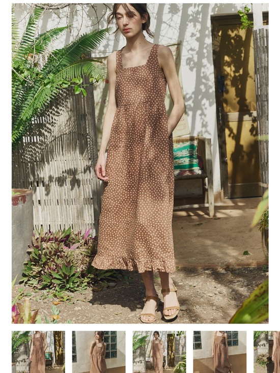 notPERFECTLINEN Dresses & Skirts - notPERFECTLINEN Iris Dress in Milk Chocolate Floral
